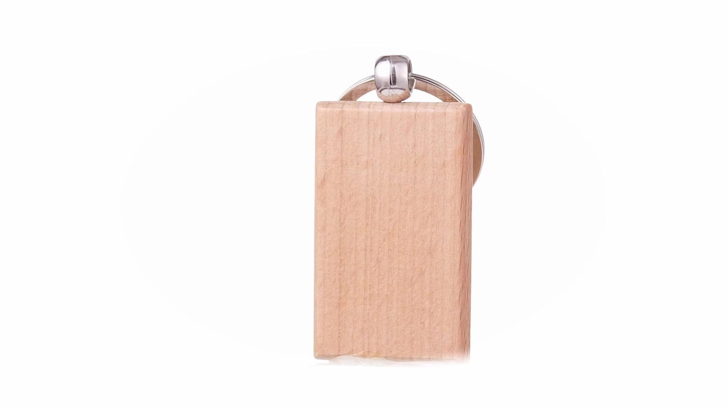 Rectangular wooden keychain