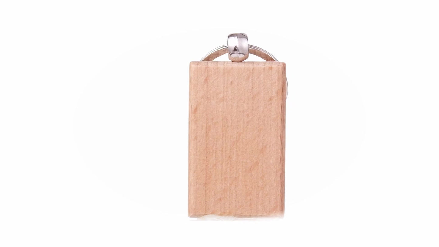 Rectangular wooden keychain