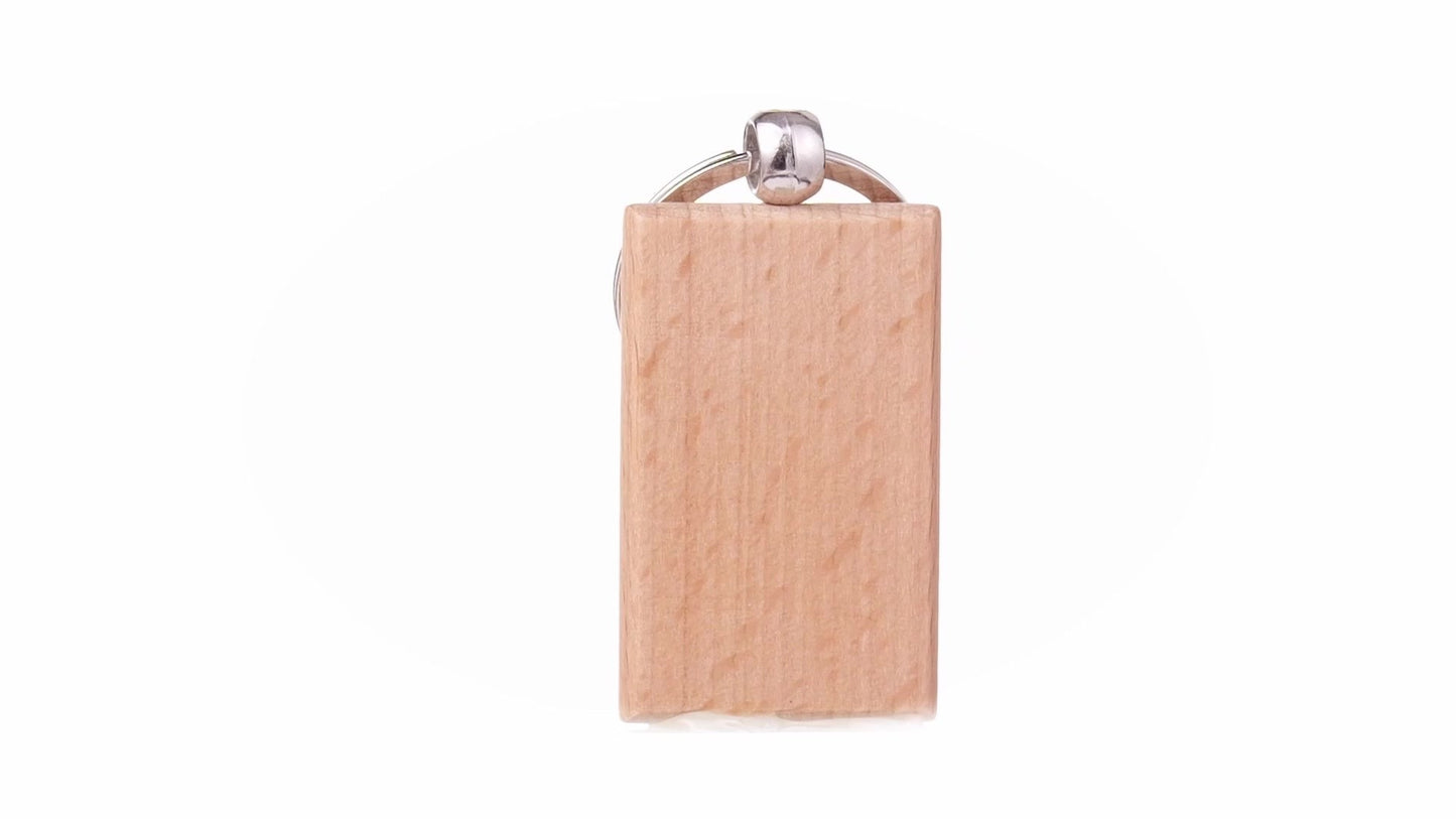 Rectangular wooden keychain