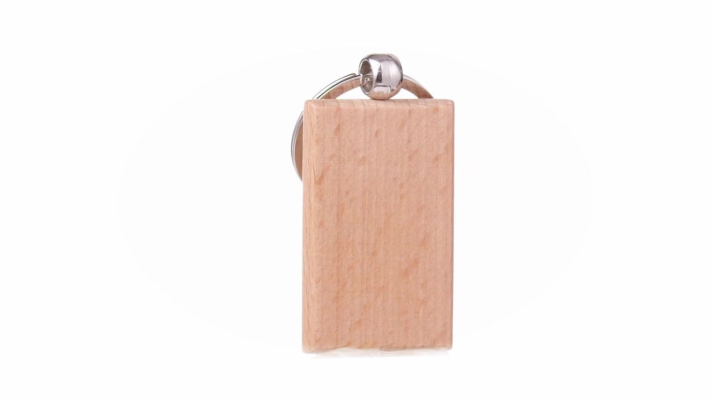 Rectangular wooden keychain