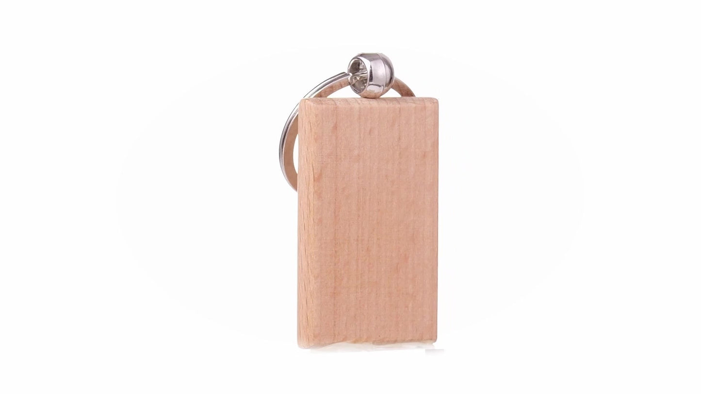 Rectangular wooden keychain