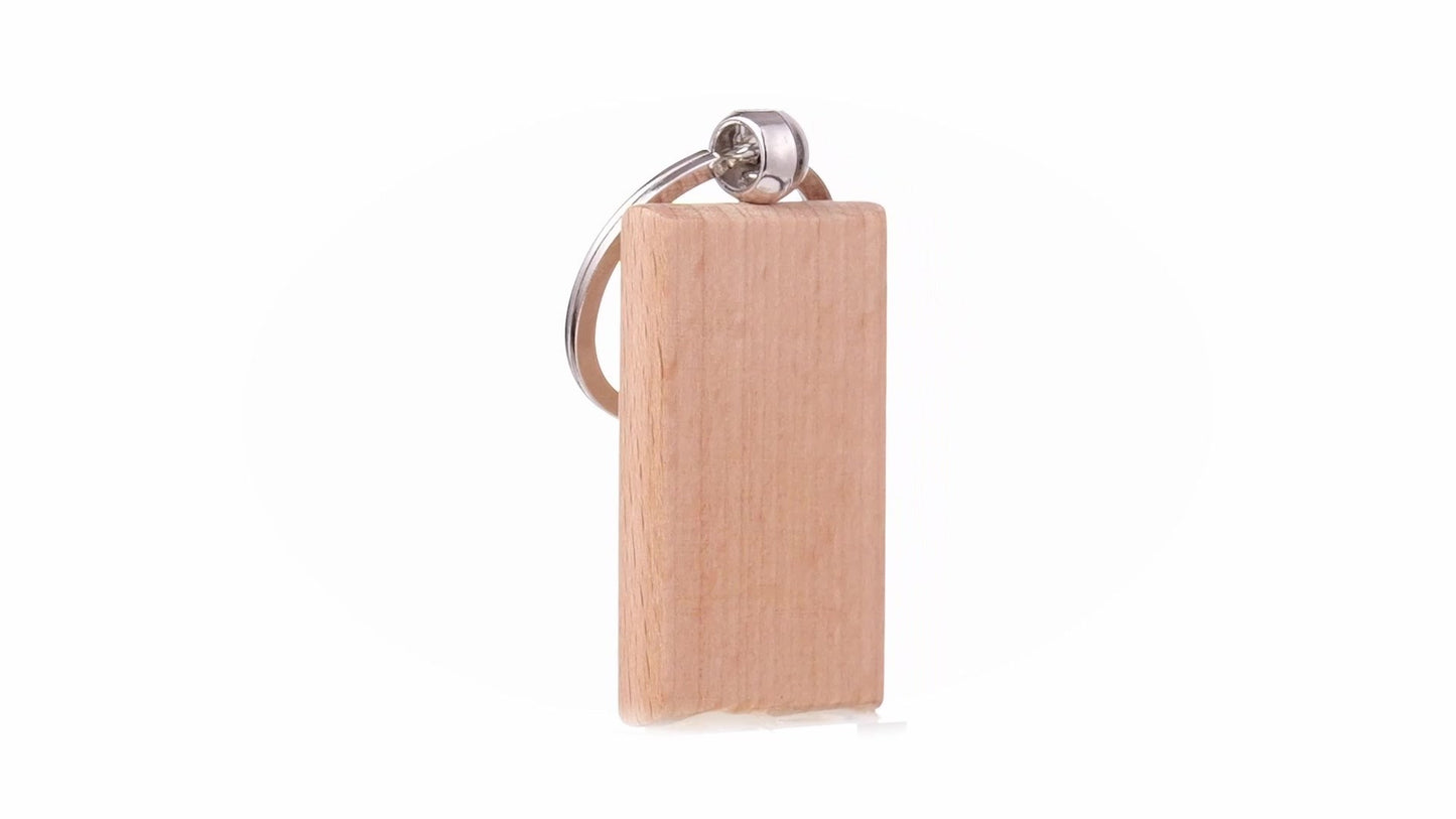 Rectangular wooden keychain