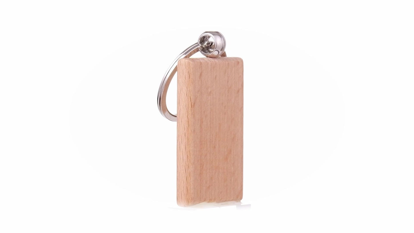 Rectangular wooden keychain