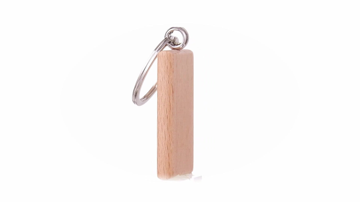 Rectangular wooden keychain