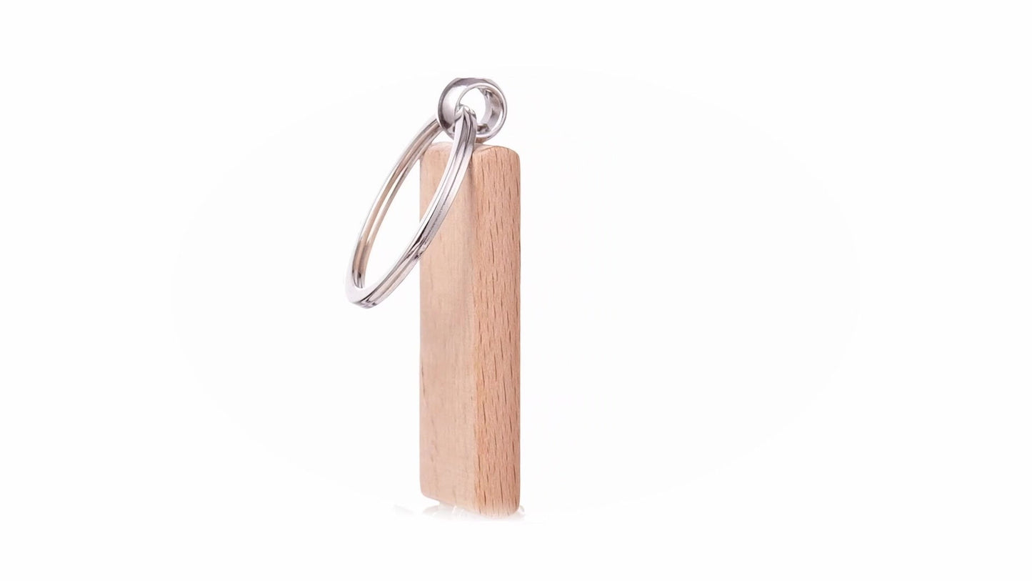 Rectangular wooden keychain