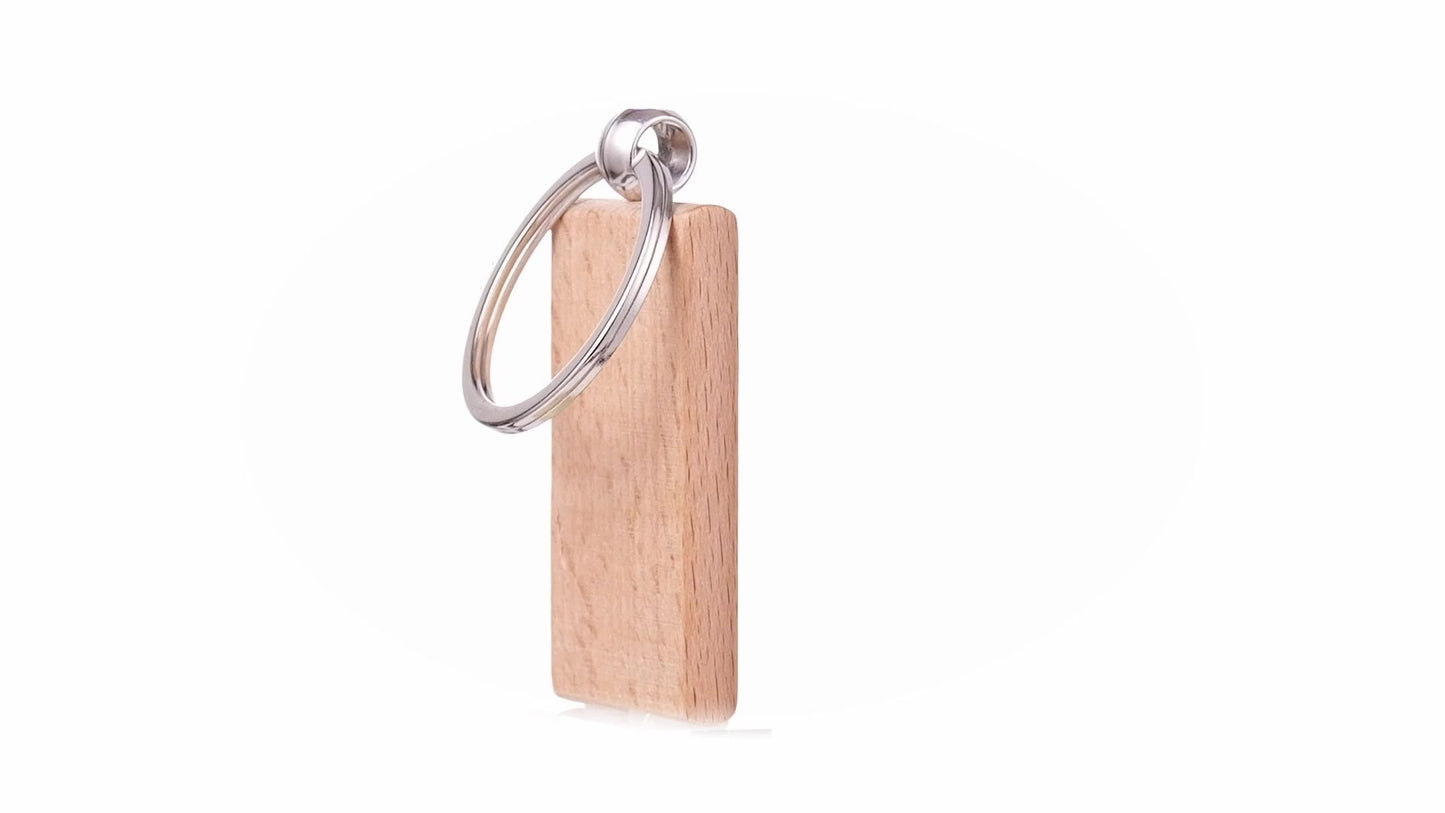 Rectangular wooden keychain