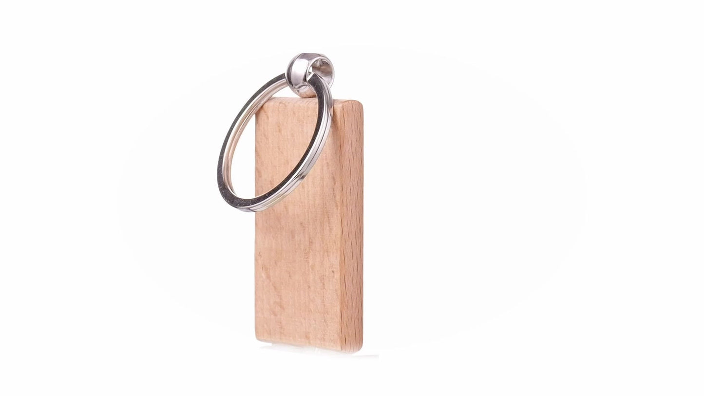 Rectangular wooden keychain