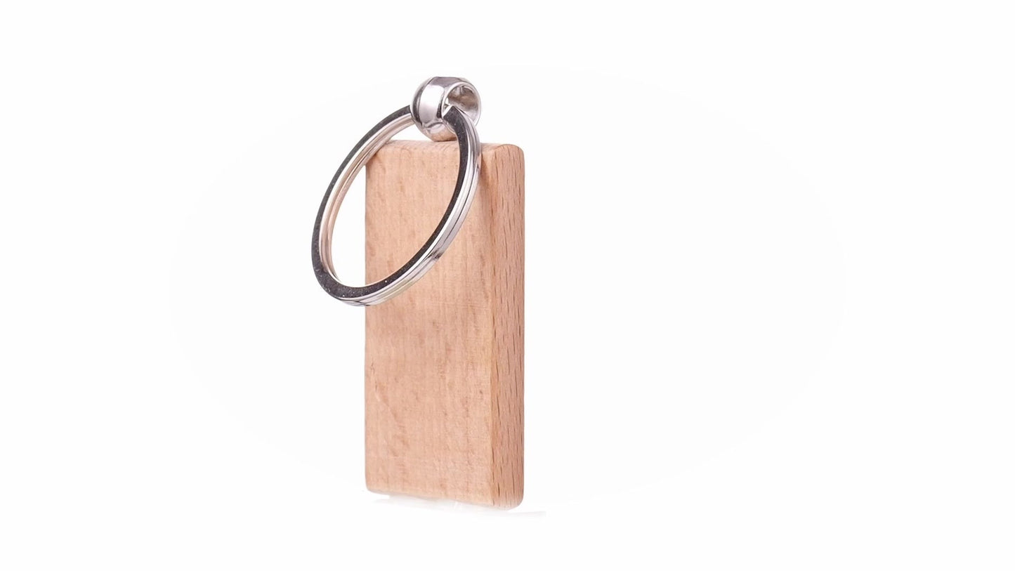 Rectangular wooden keychain