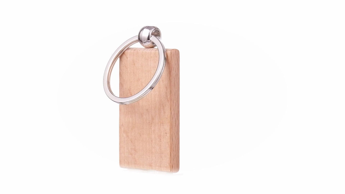 Rectangular wooden keychain