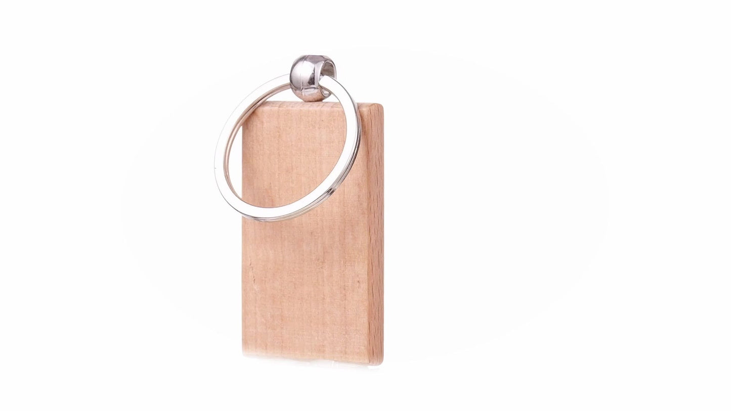 Rectangular wooden keychain