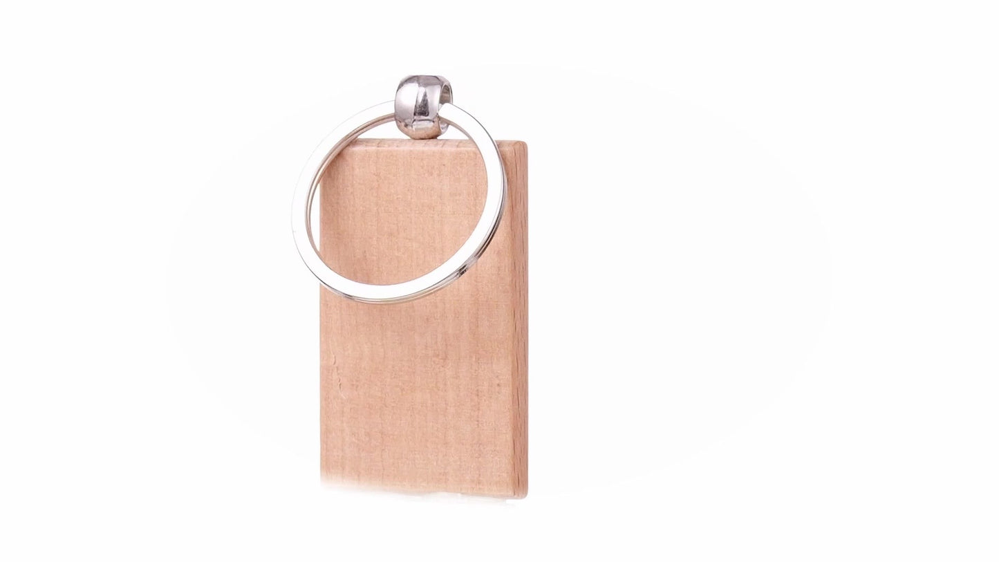 Rectangular wooden keychain