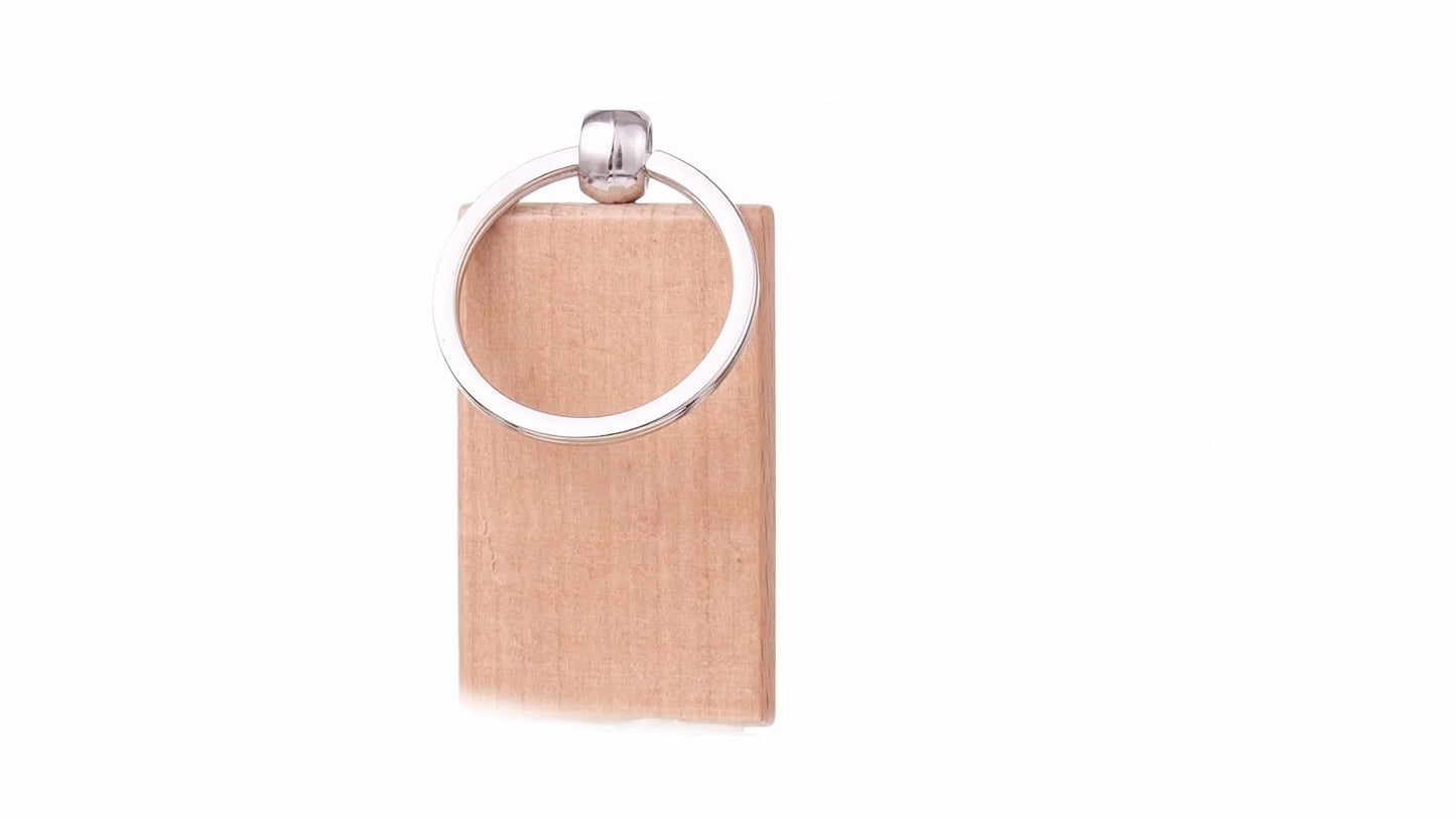 Rectangular wooden keychain