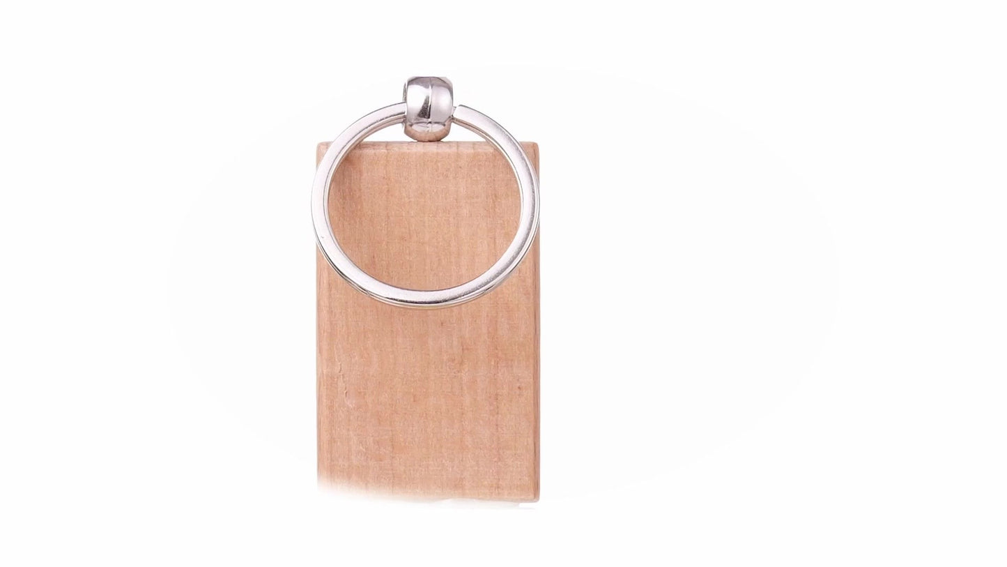 Rectangular wooden keychain