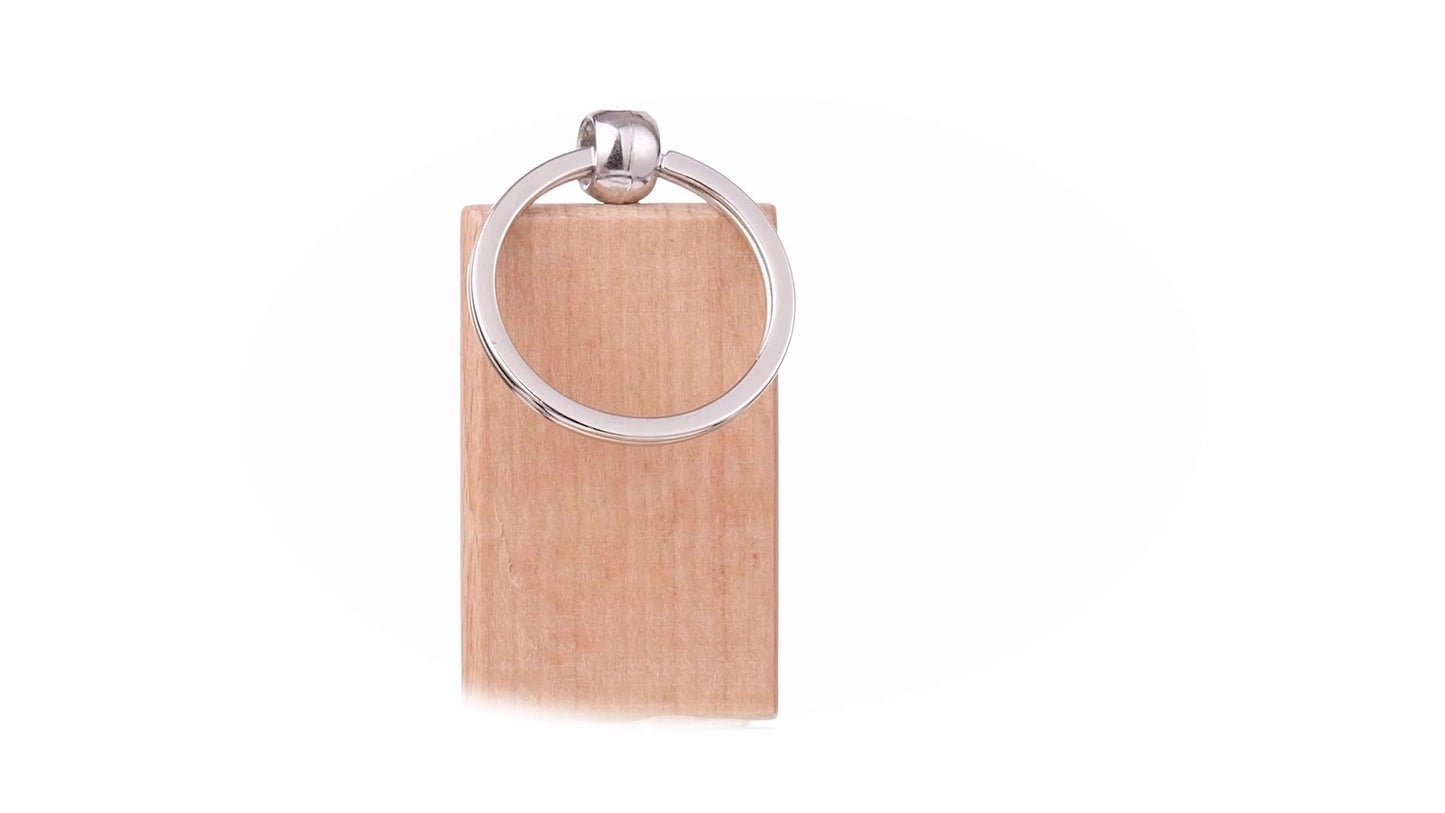 Rectangular wooden keychain