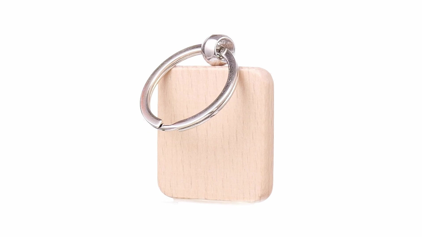 Square wooden keychain