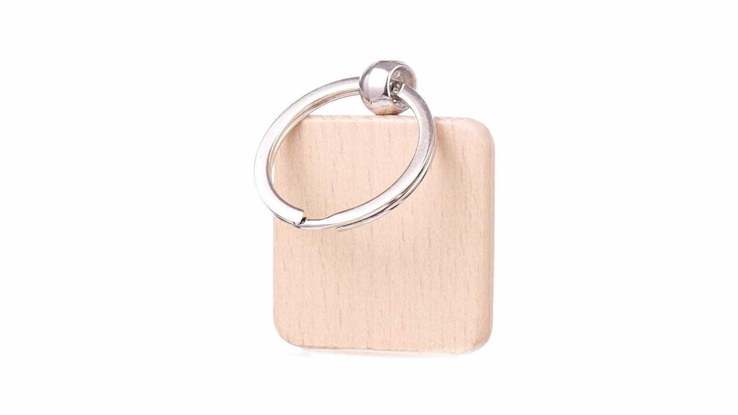 Square wooden keychain