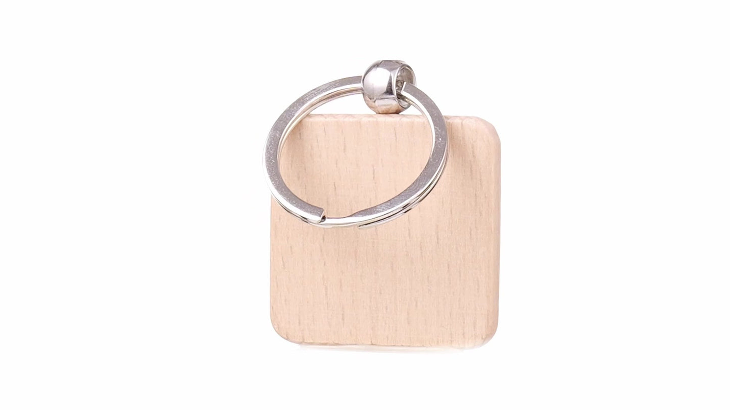 Square wooden keychain