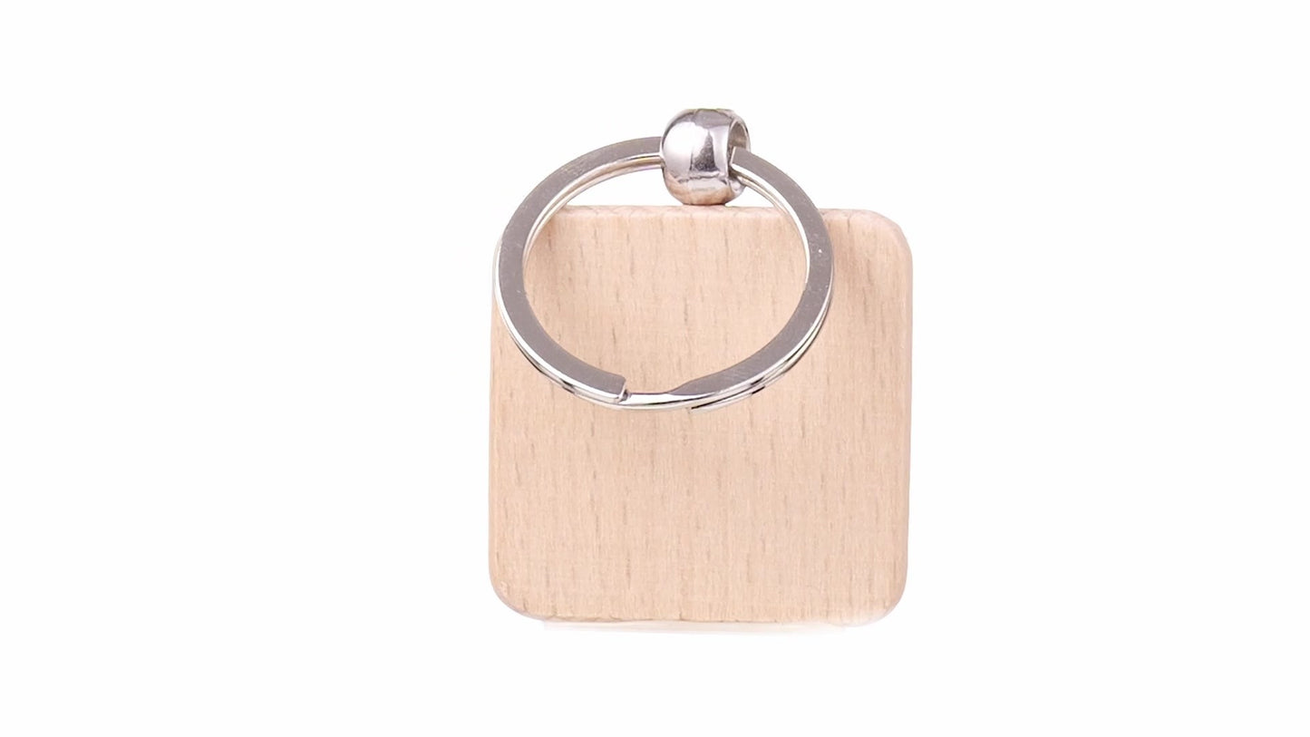 Square wooden keychain