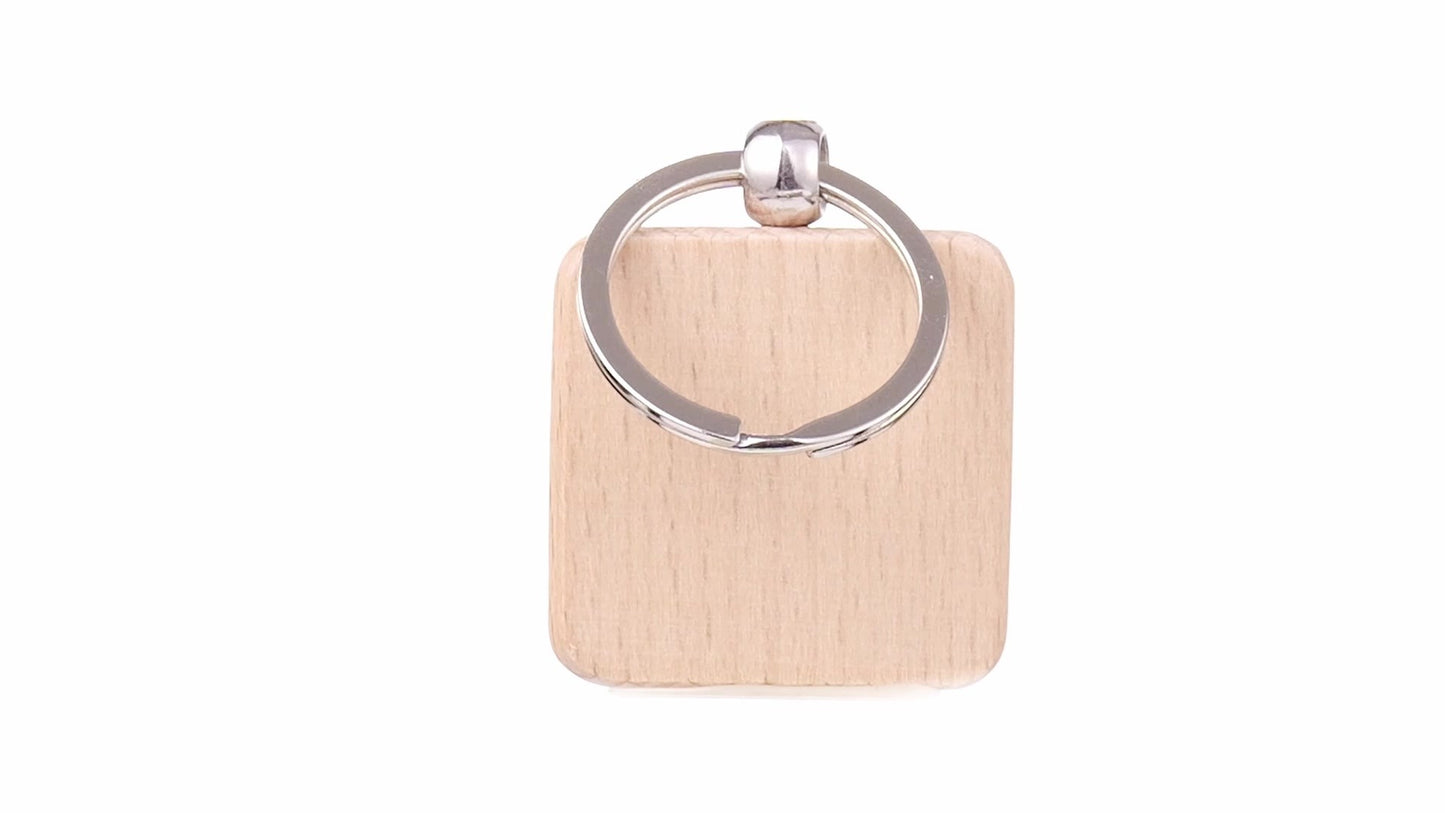 Square wooden keychain