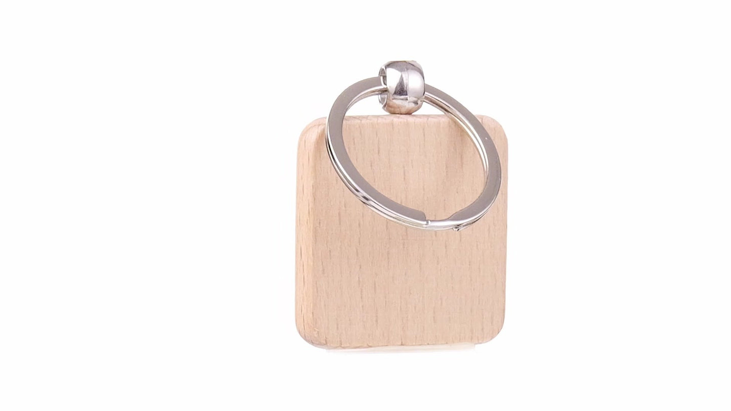 Square wooden keychain