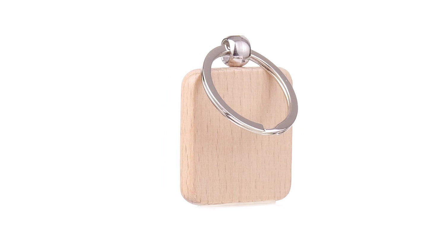 Square wooden keychain