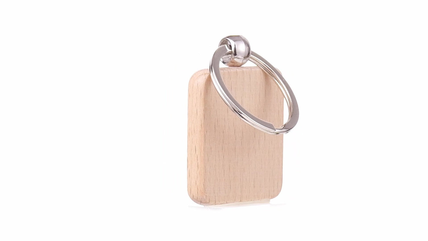 Square wooden keychain