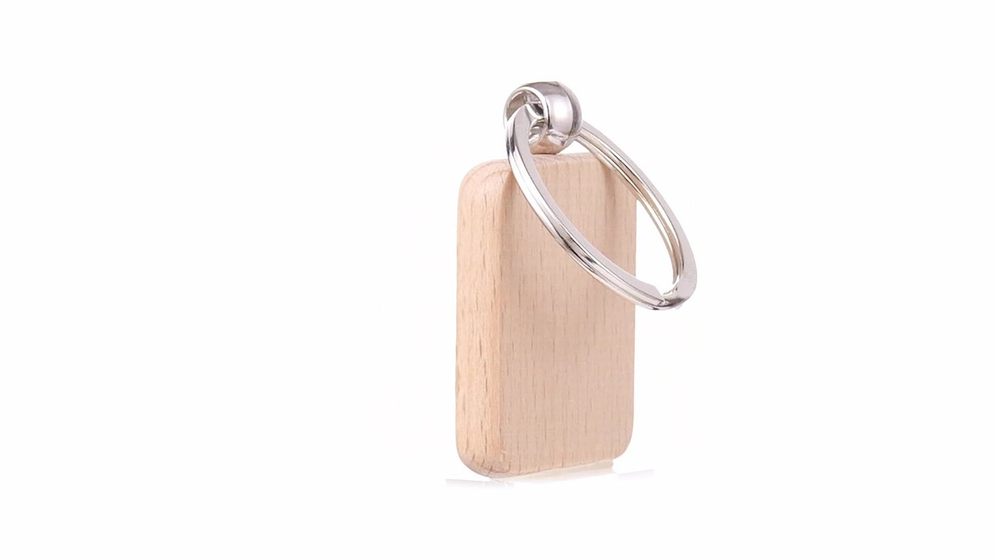 Square wooden keychain