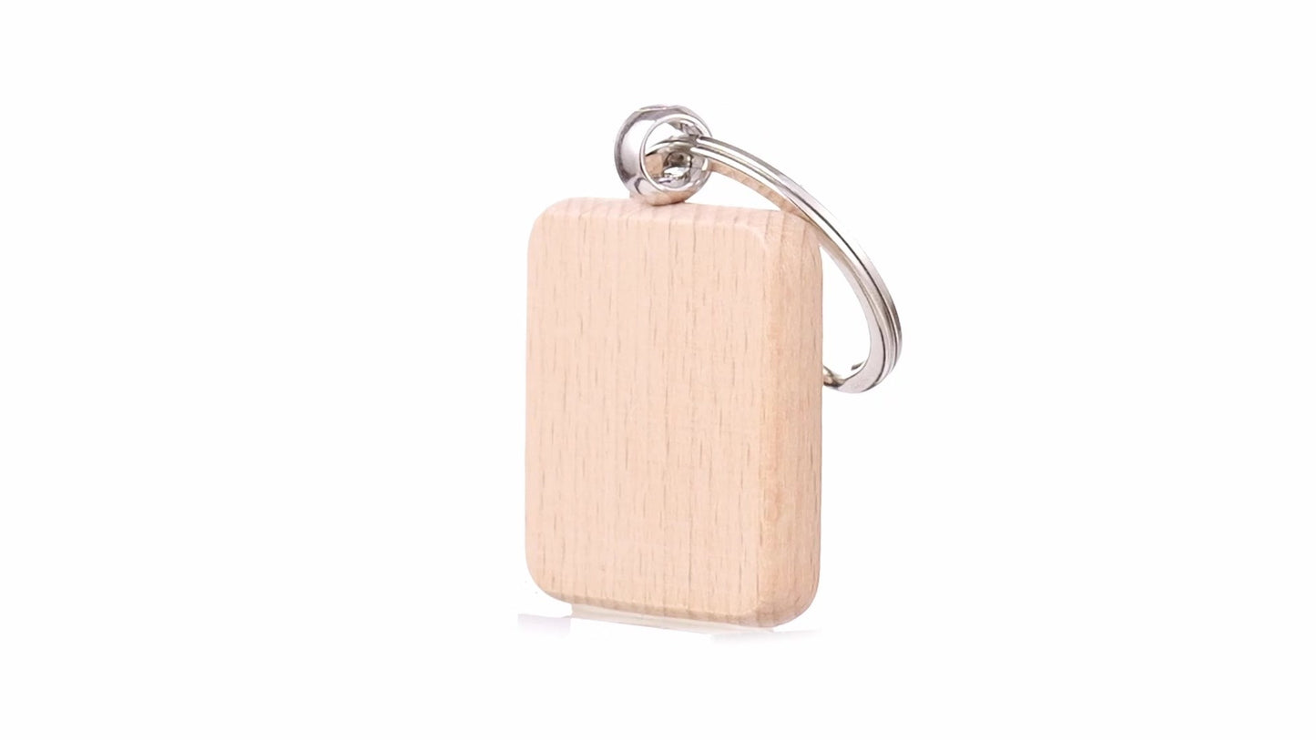 Square wooden keychain