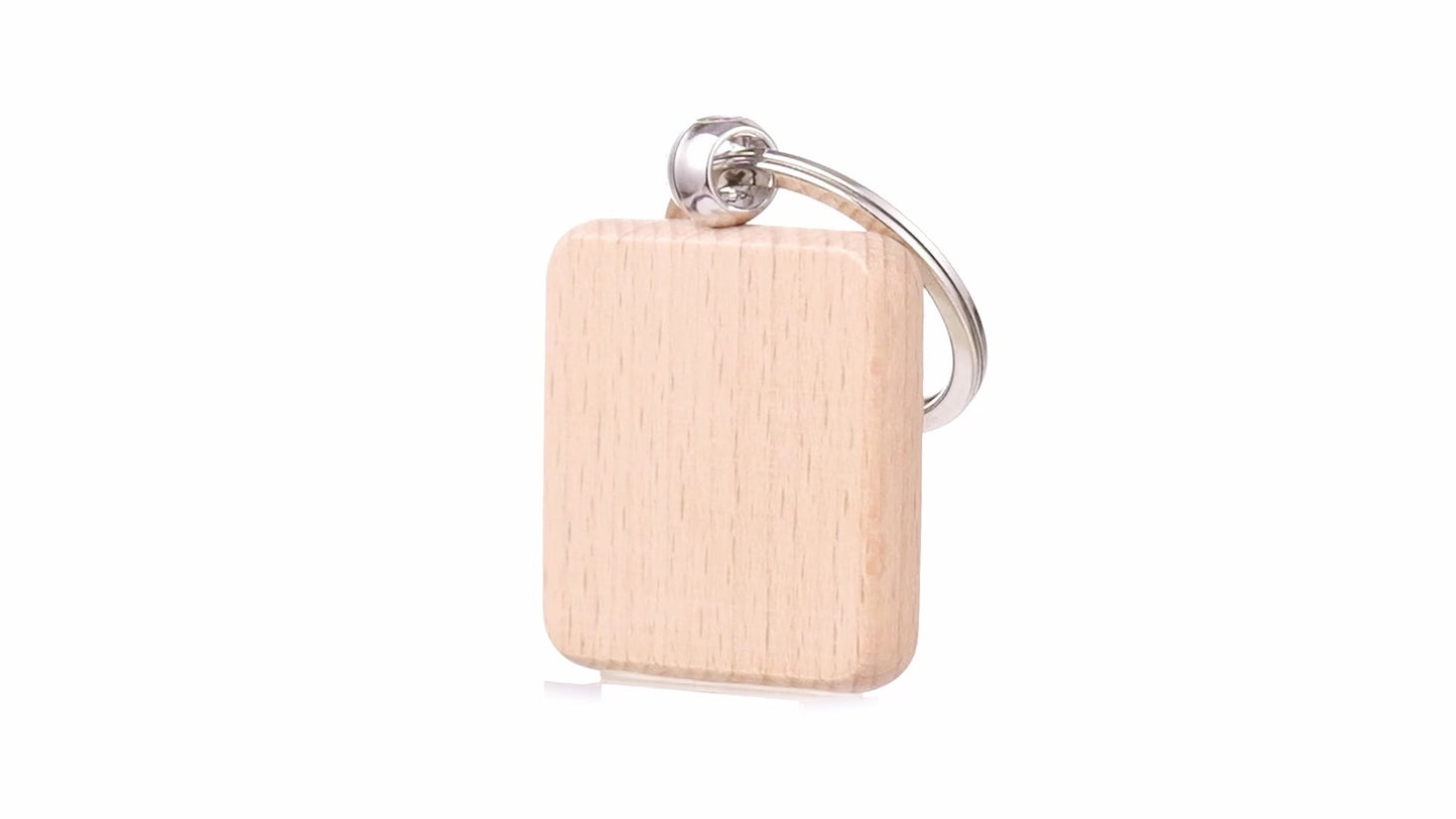 Square wooden keychain