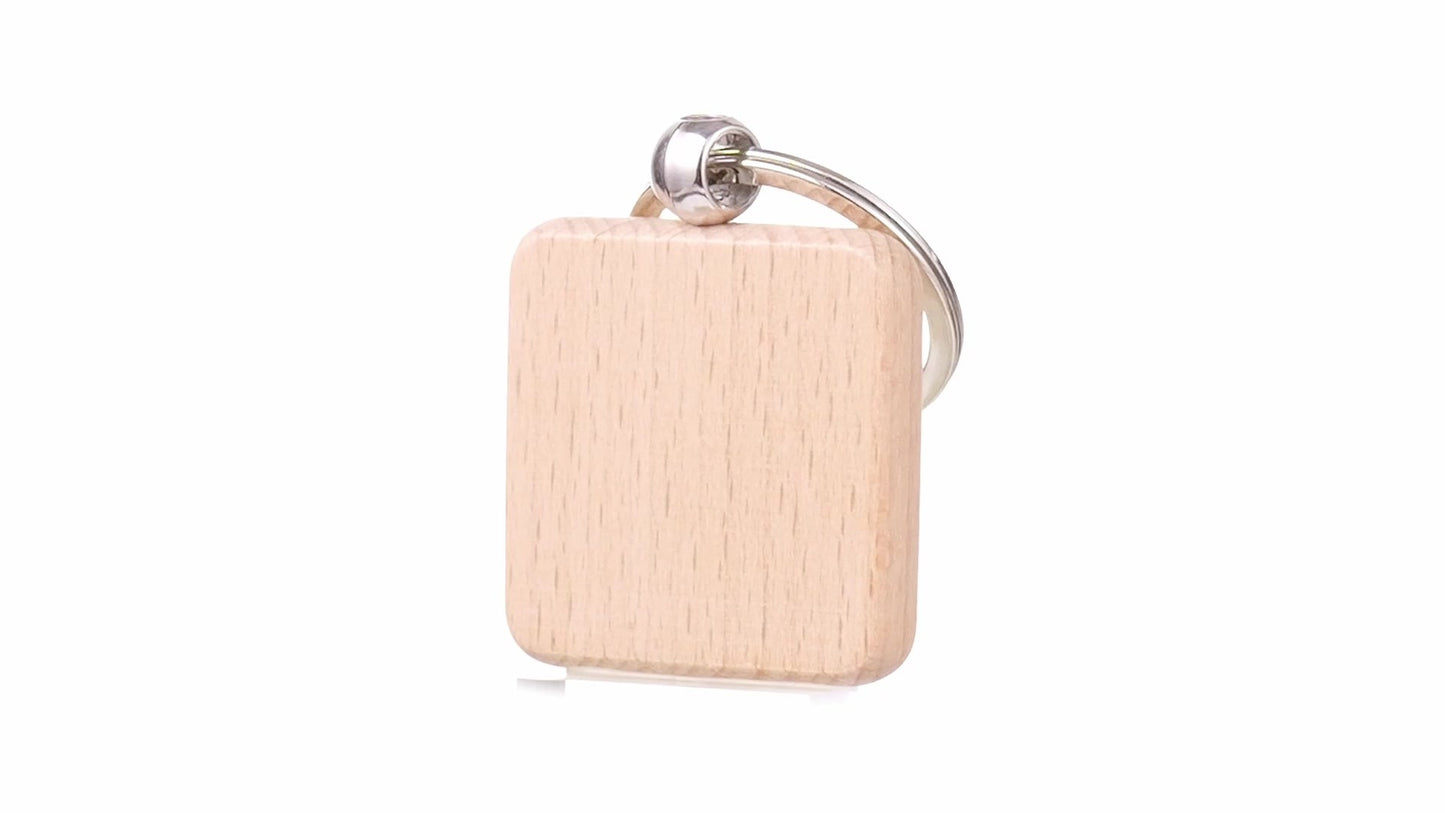 Square wooden keychain