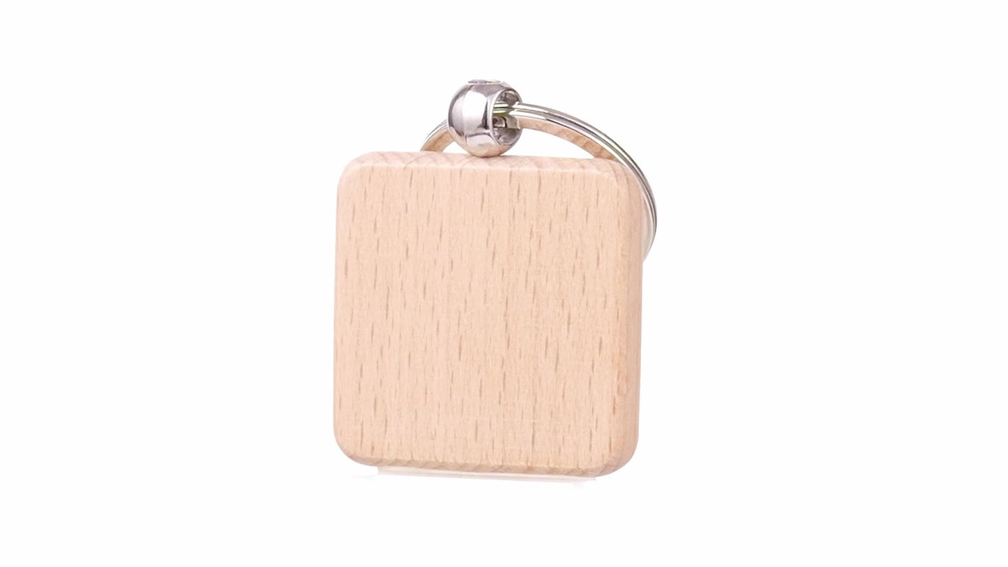 Square wooden keychain