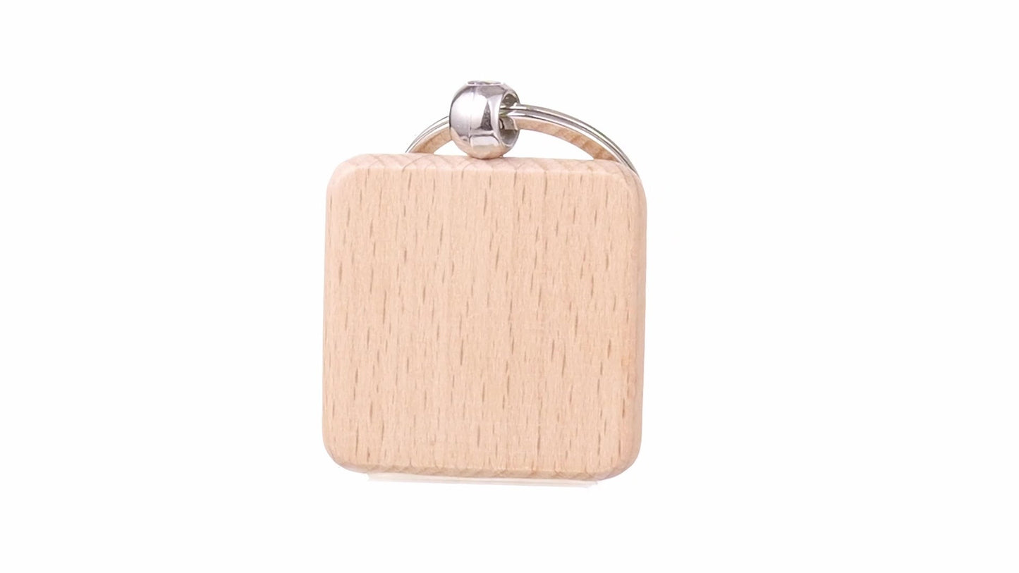 Square wooden keychain