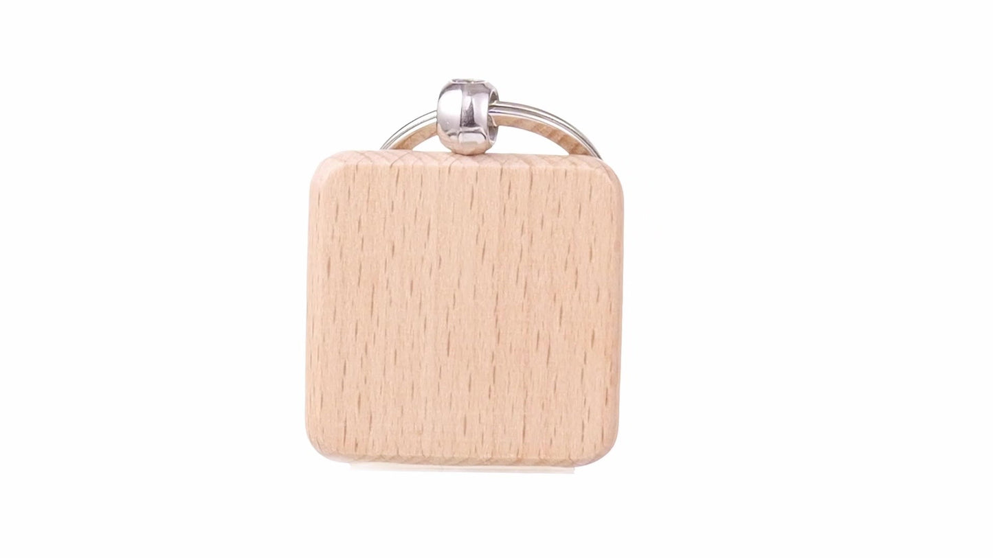 Square wooden keychain