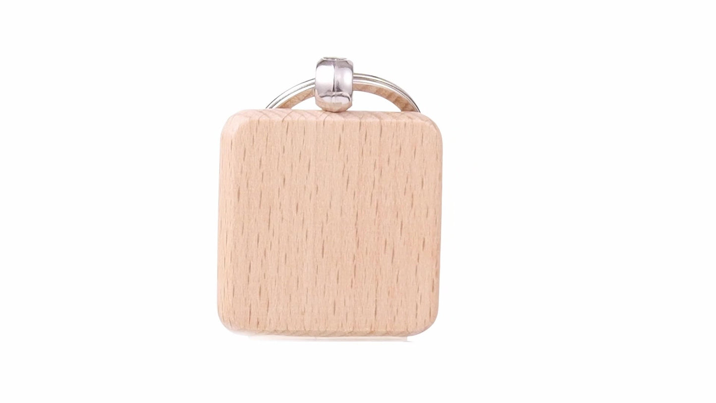 Square wooden keychain