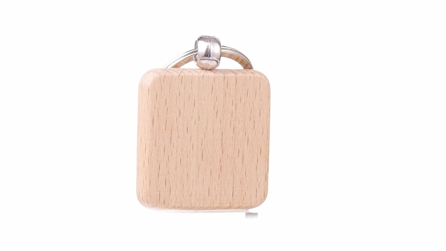 Square wooden keychain