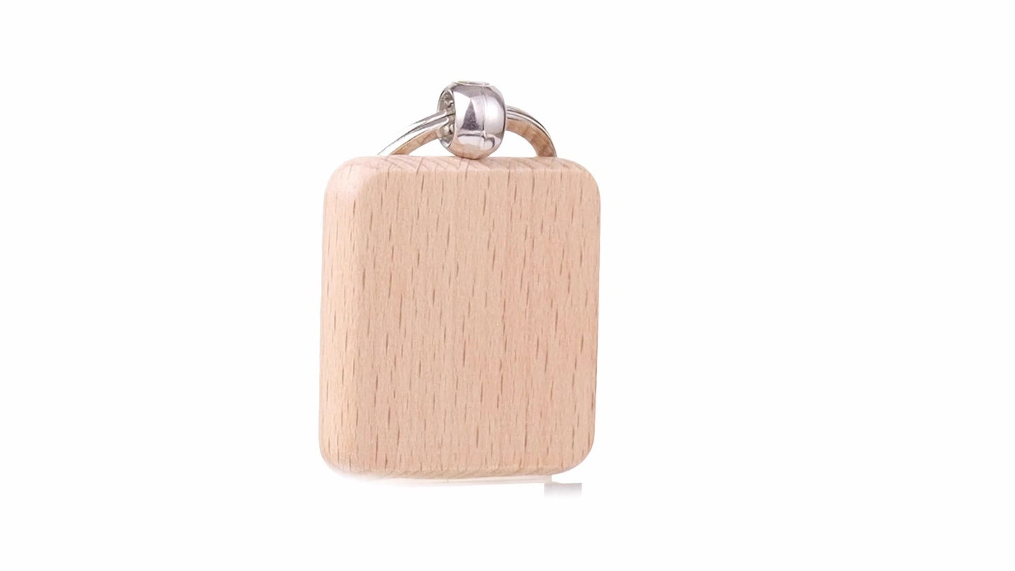 Square wooden keychain
