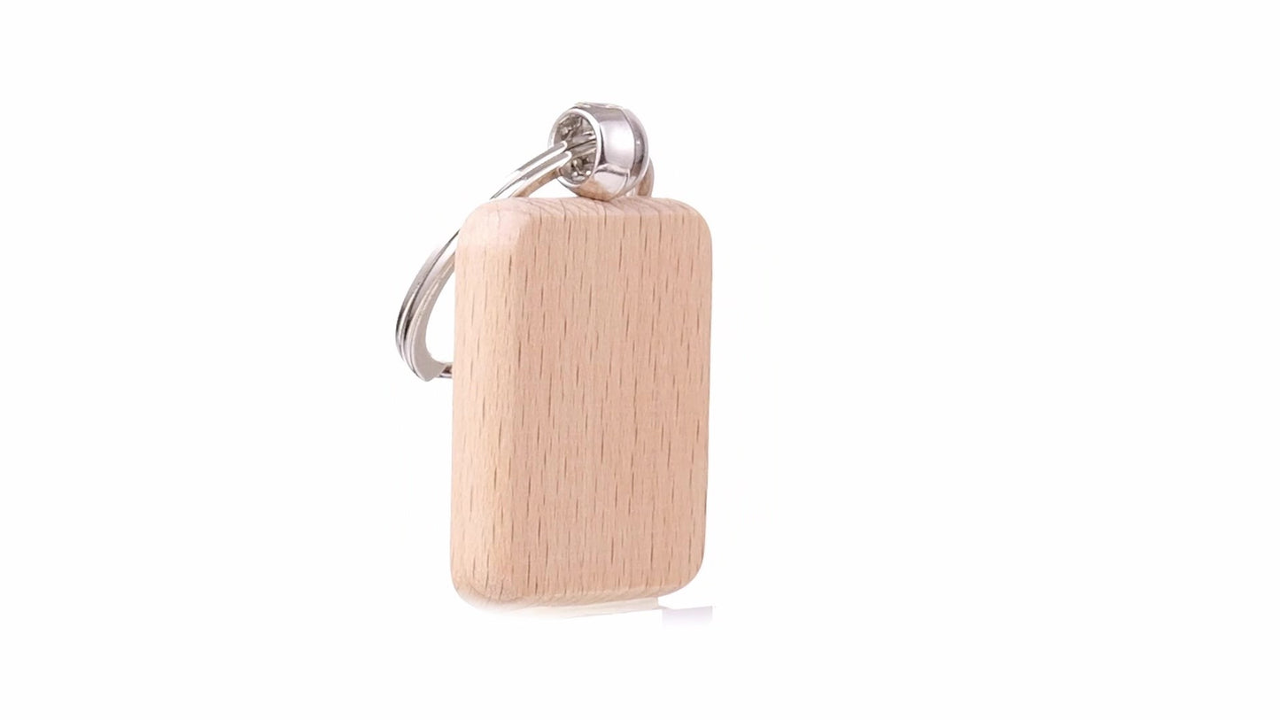 Square wooden keychain