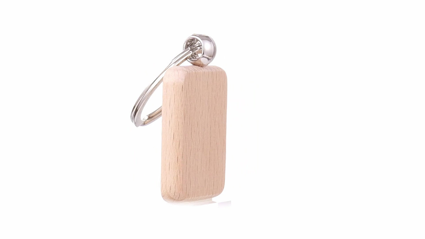 Square wooden keychain