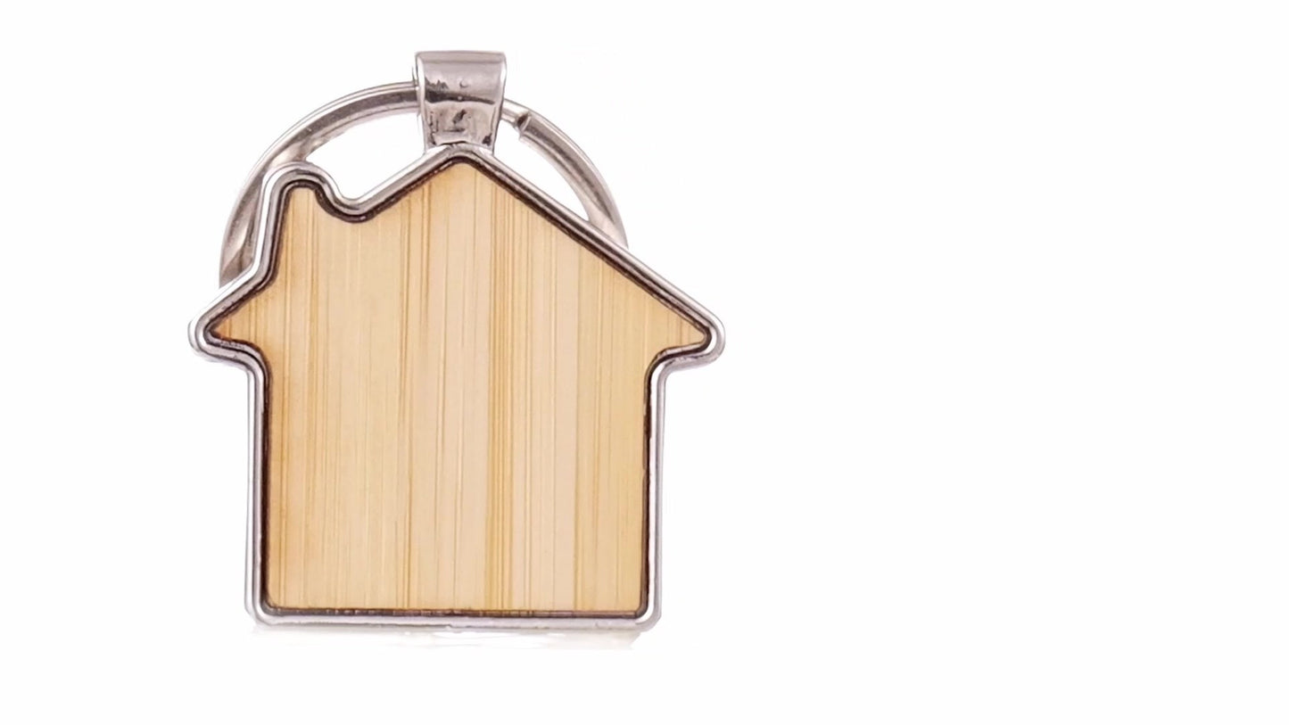 Breloc gravabil casa lemn+metal