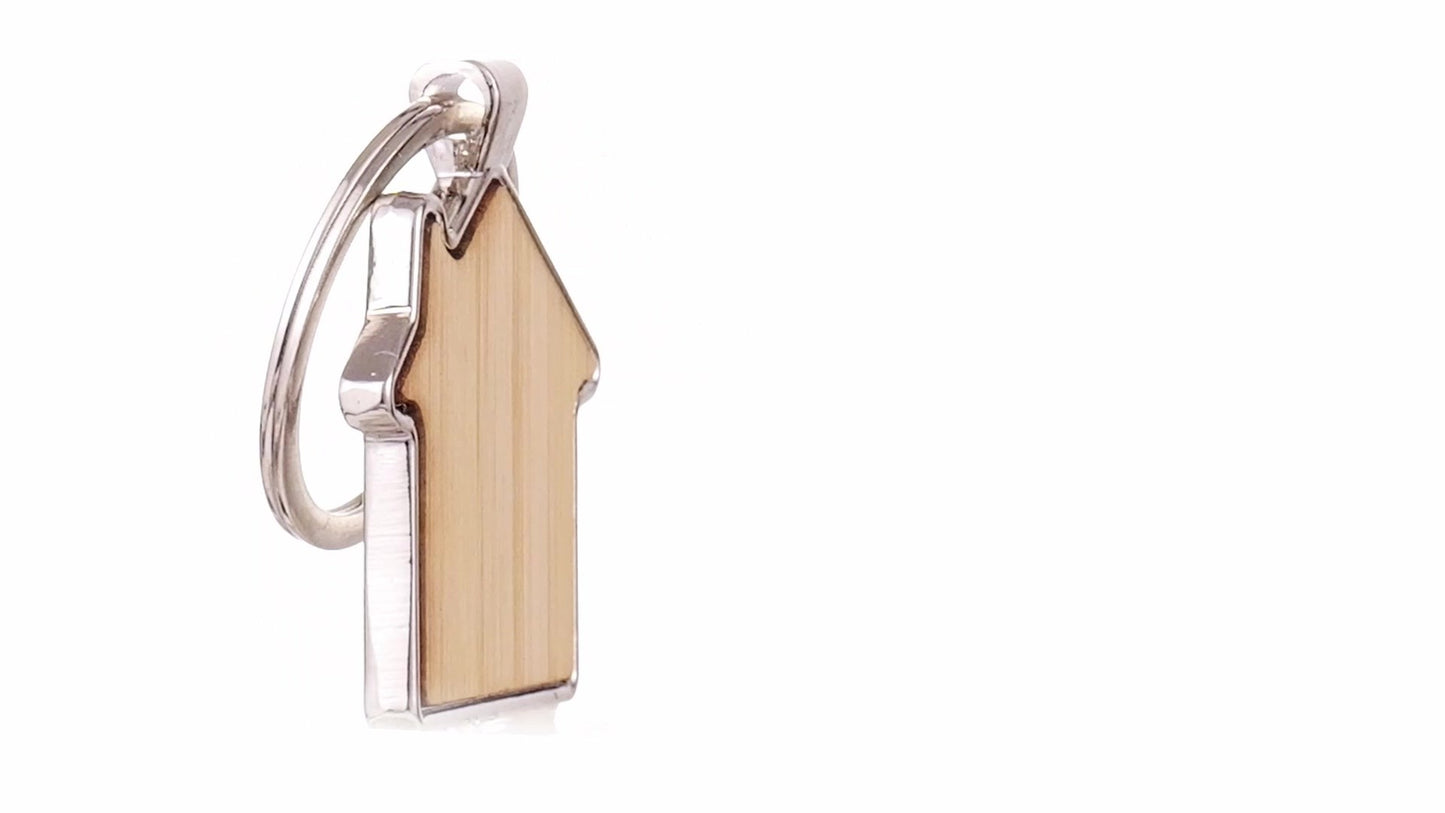 Breloc gravabil casa lemn+metal