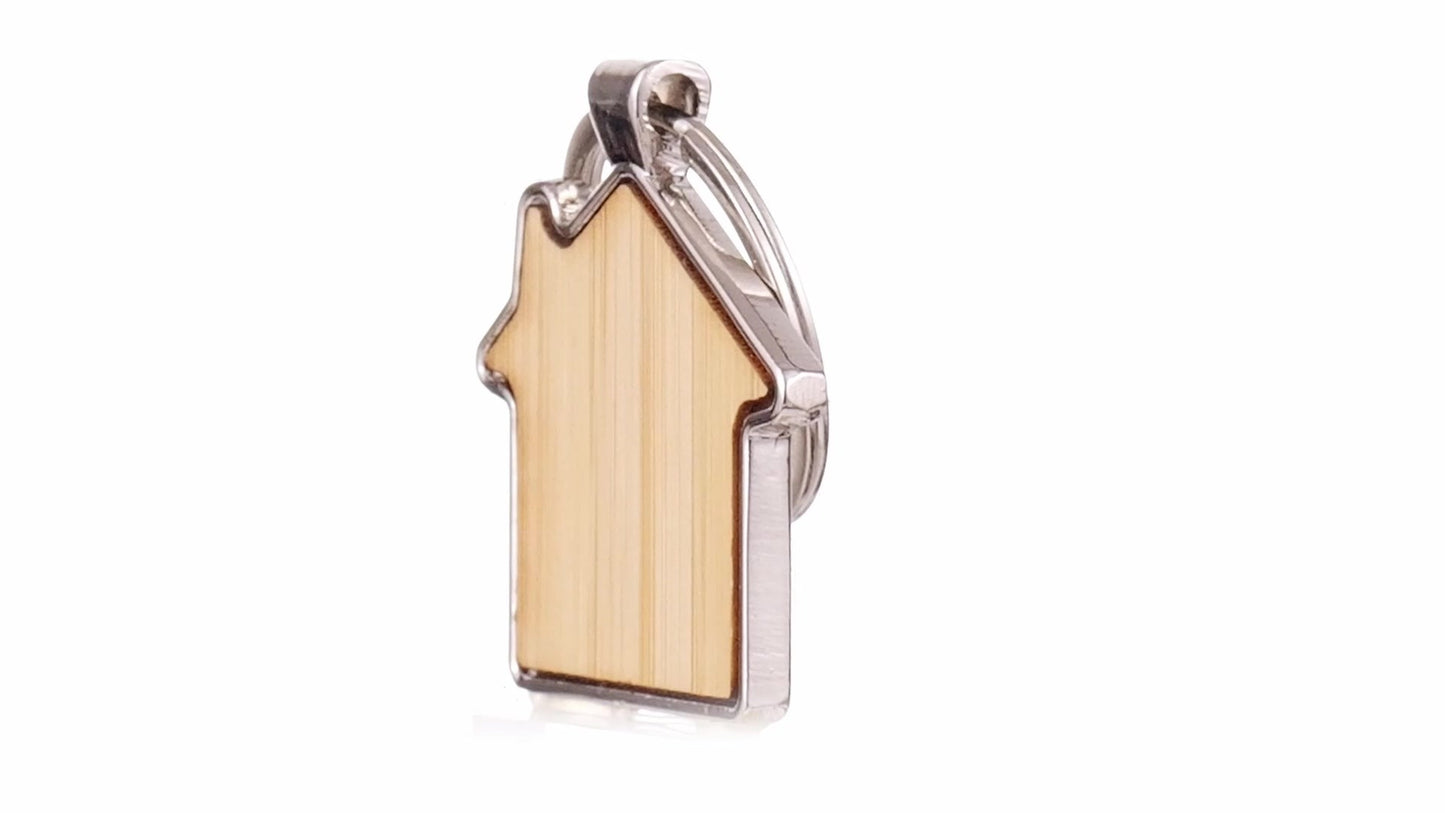 Breloc gravabil casa lemn+metal