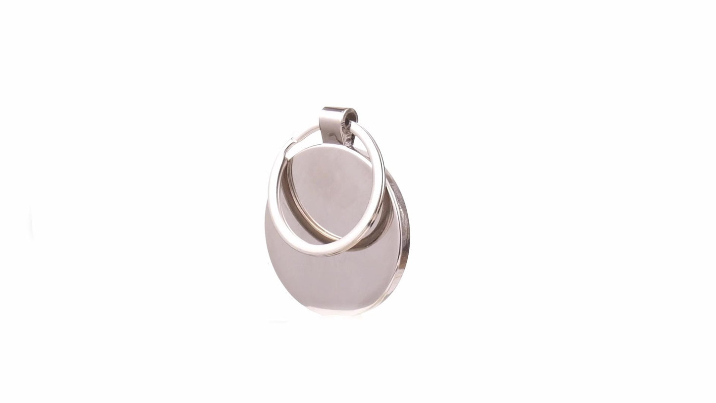 Breloc gravabil rotund lemn+metal