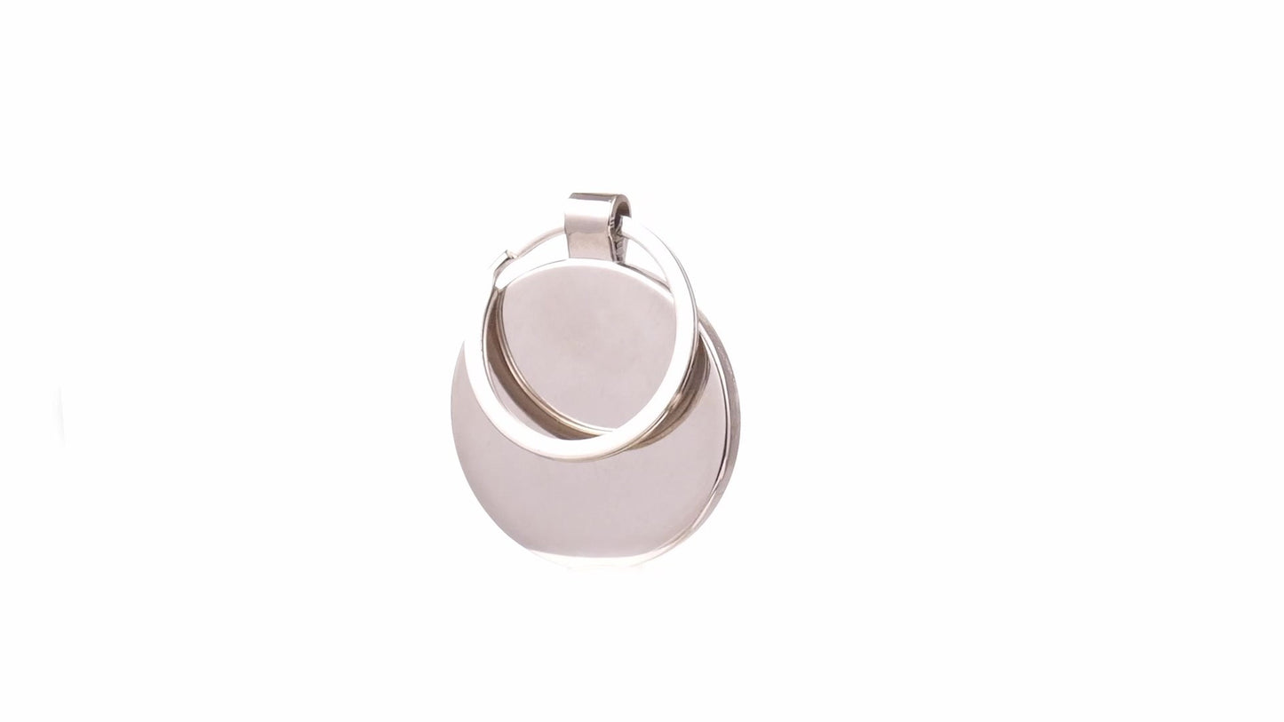 Breloc gravabil rotund lemn+metal