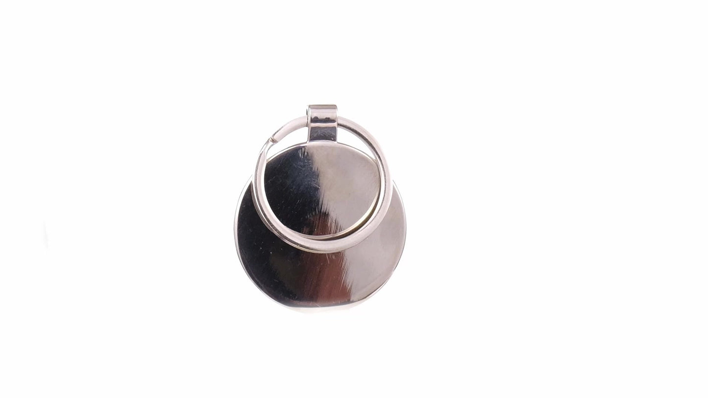 Breloc gravabil rotund lemn+metal