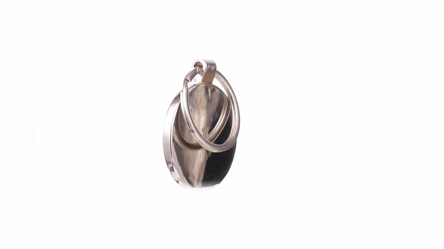 Breloc gravabil rotund lemn+metal