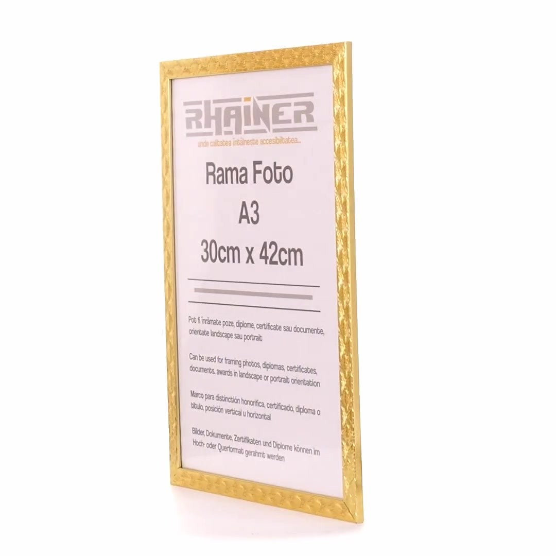 Textured gold Leon photo frame A3