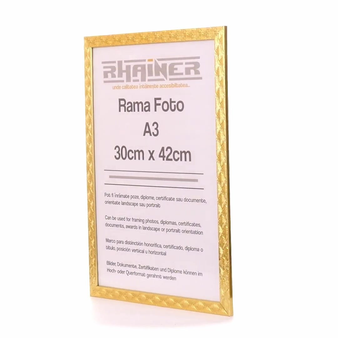 Textured gold Leon photo frame A3