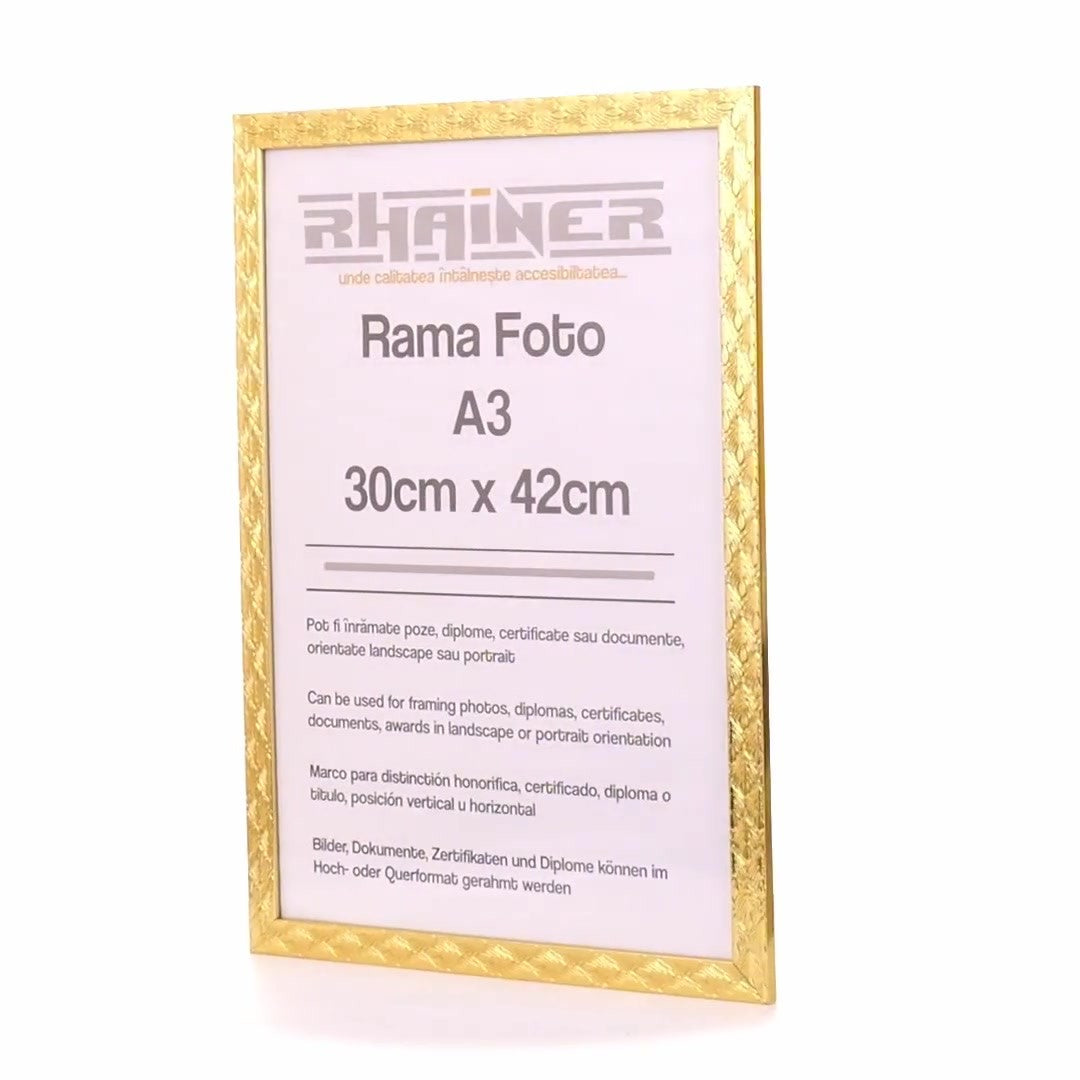 Textured gold Leon photo frame A3