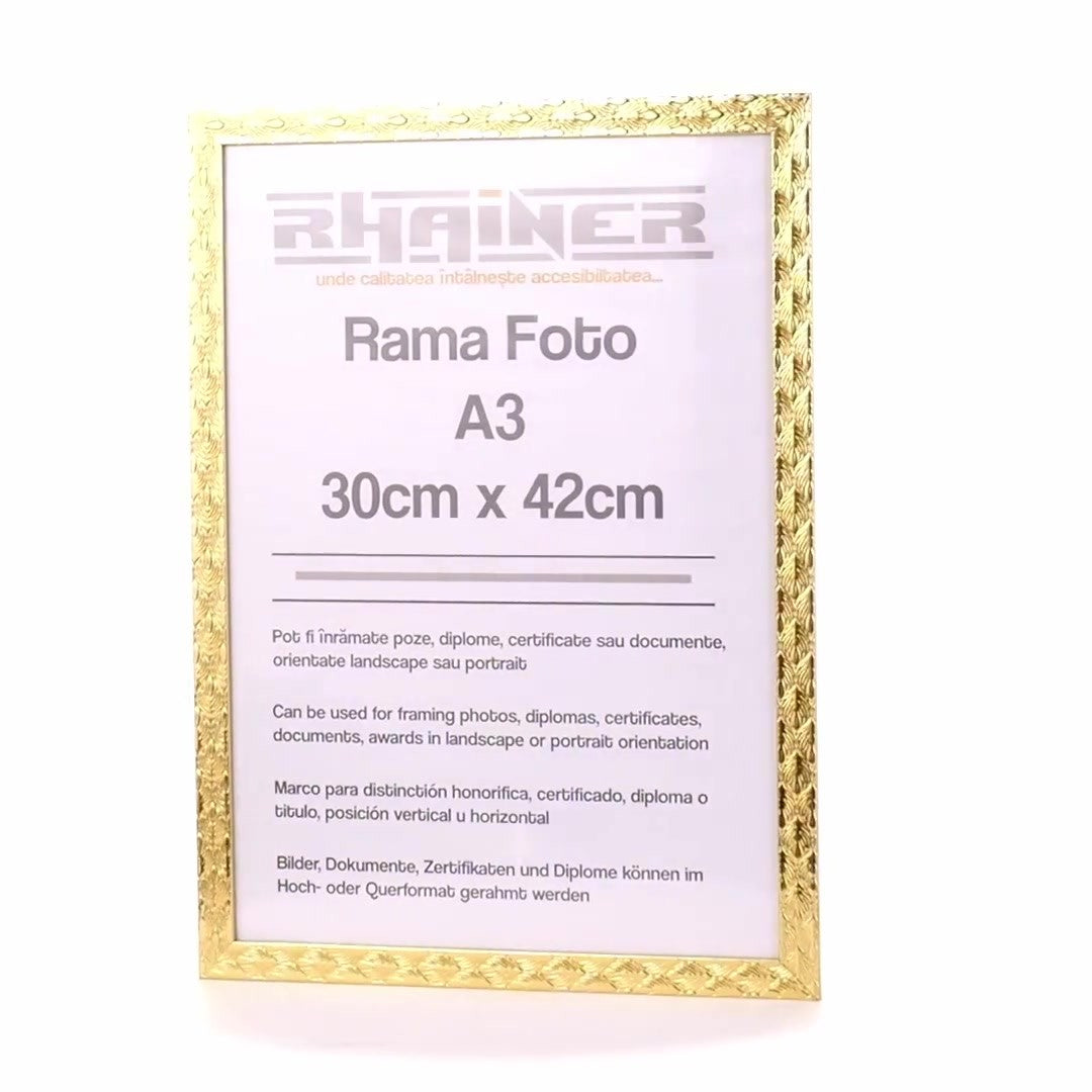 Textured gold Leon photo frame A3