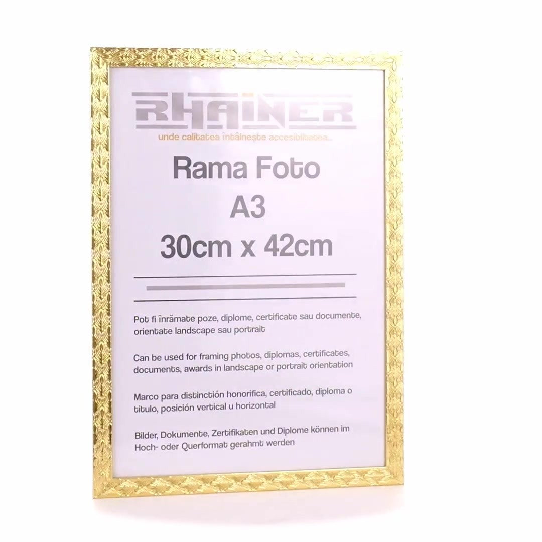 Textured gold Leon photo frame A3